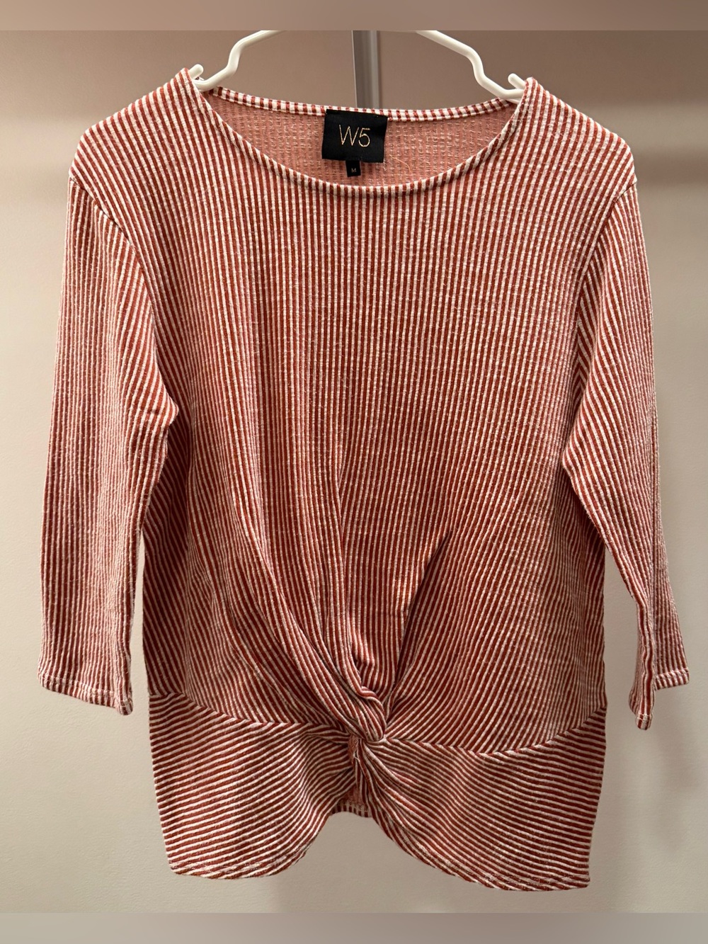 W5 Twist-Knot Striped Top in Rust and White